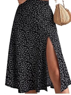 **Free** Midi Flowery Skirt with a Split